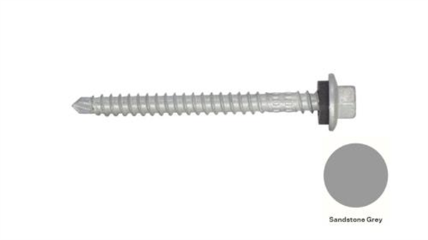 13G-11x65mm Hex Head Top Grip Self Drilling Universal(Timber/Metal) Screw - Galv + Seal-SANDSTONE GREY