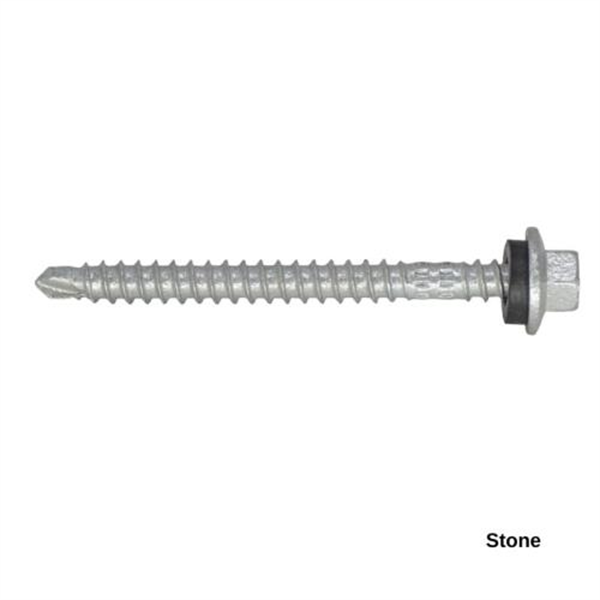 13G-11x65mm Hex Head Top Grip Self Drilling Universal(Timber/Metal) Screw - Galv + Seal-STONE