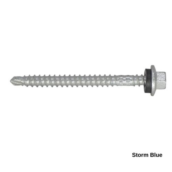 13G-11x65mm Hex Head Top Grip Self Drilling Universal(Timber/Metal) Screw - Galv + Seal-STORM BLUE