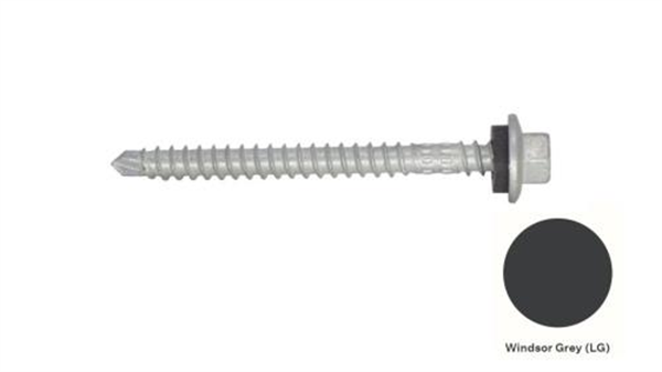 13G-11x65mm Hex Head Top Grip Self Drilling Universal(Timber/Metal) Screw - Galv + Seal-WINDSOR GREY