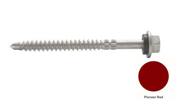 14G-11x75mm Hex Head Self Drilling Universal(Timber/Metal) Screw - Galv + Seal -PIONEER RED