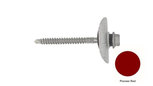 14GX75mm Self Drilling Universal Screw Assembled With Trmdek Profile Washer +35mm EPDM- PIONEER RED