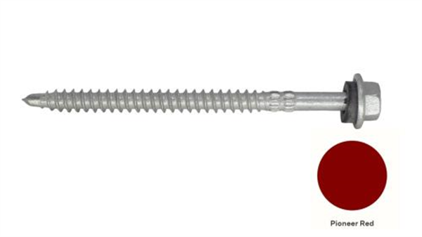 14G-11x90mm Hex Head Self Drilling Universal(Timber/Metal) Screw - Galv + Seal - PIONEER RED