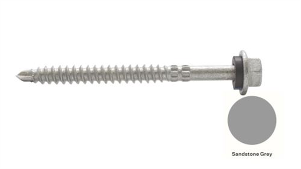 14G-11x75mm Hex Head Self Drilling Universal(Timber/Metal) Screw - Galv + Seal- SANDSTONE GREY