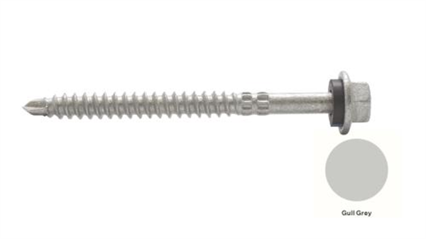 14G-11x75mm Hex Head Self Drilling Universal(Timber/Metal) Screw - Galv + Seal -GULL GREY