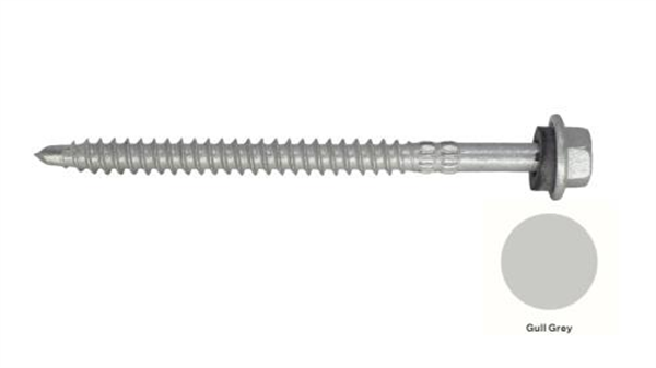 14G-11x90mm Hex Head Self Drilling Universal(Timber/Metal) Screw - Galv + Seal - GULL GREY