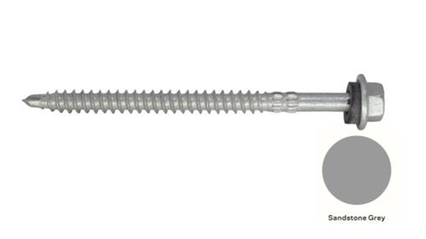 14G-11x90mm Hex Head Self Drilling Universal(Timber/Metal) Screw - Galv + Seal - SANDSTONE GREY