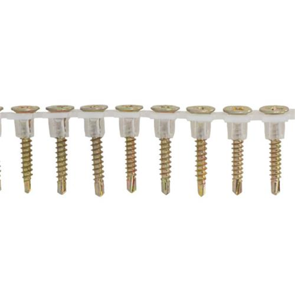 6G x 25 Drywall Self Drilling Metal Collated Screw Phillips Drive (Fine) - Yellow Zinc - Pack 1000