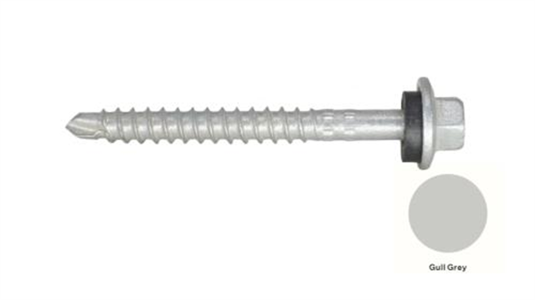 13G-11x55mm Hex Head Self Drilling Universal(Timber/Metal) Screw - Galv + Seal-GULL GREY