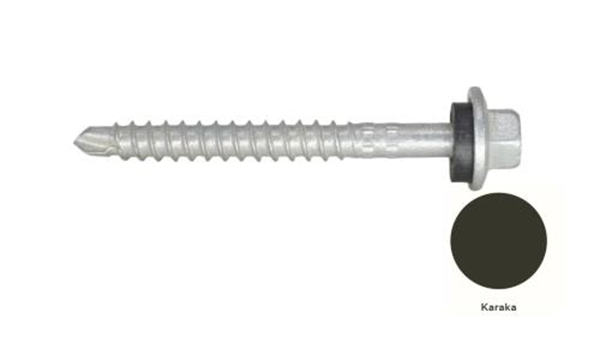 13G-11x55mm Hex Head Self Drilling Universal(Timber/Metal) Screw - Galv + Seal-KARAKA