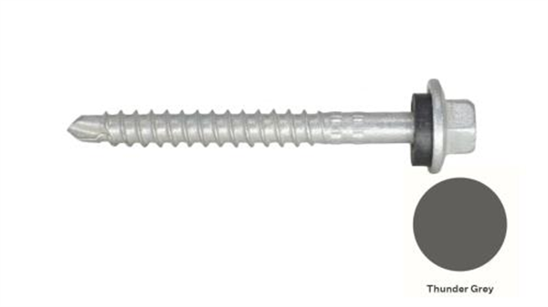 13G-11x55mm Hex Head Self Drilling Universal(Timber/Metal) Screw - Galv + Seal-THUNDER GREY