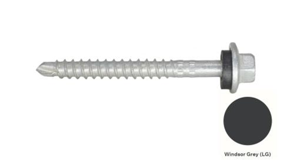 13G-11x55mm Hex Head Self Drilling Universal(Timber/Metal) Screw - Galv + Seal-WINDSOR GREY