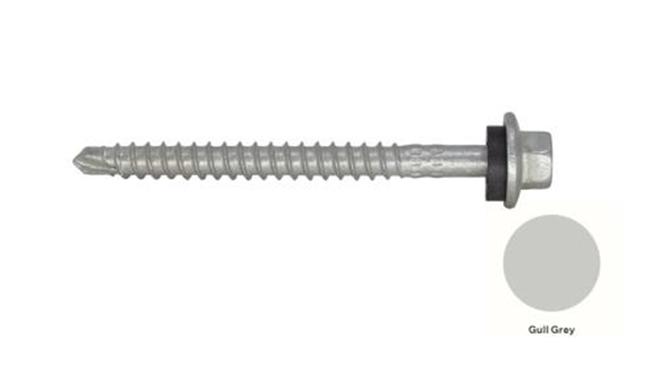 13G-11x65mm Hex Head Self Drilling Universal(Timber/Metal) Screw - Galv + Seal-GULL GREY