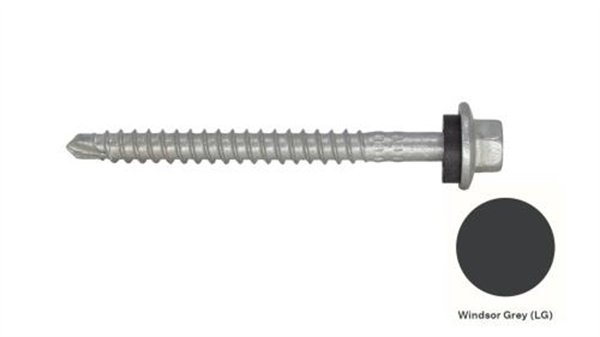 13G-11x65mm Hex Head Self Drilling Universal(Timber/Metal) Screw - Galv + Seal-WINDSOR GREY