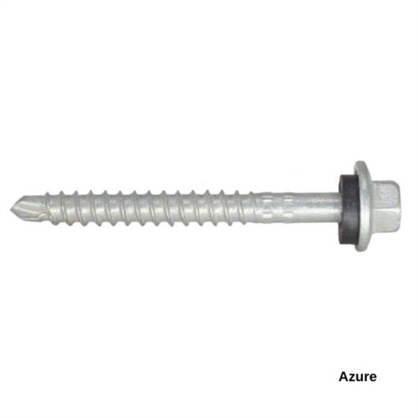 13G-11x55mm Hex Head Self Drilling Universal(Timber/Metal) Screw - Galv + Seal-AZURE