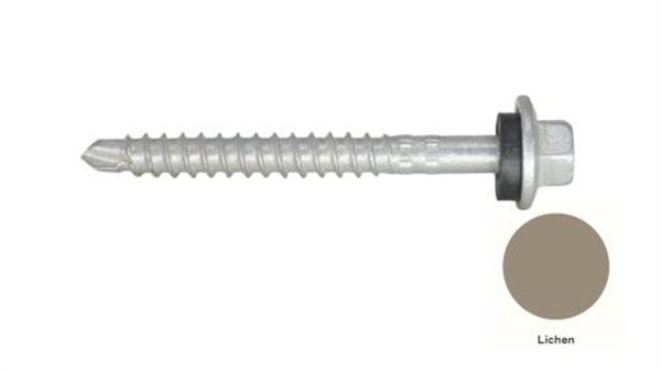 13G-11x55mm Hex Head Self Drilling Universal(Timber/Metal) Screw - Galv + Seal-LICHEN