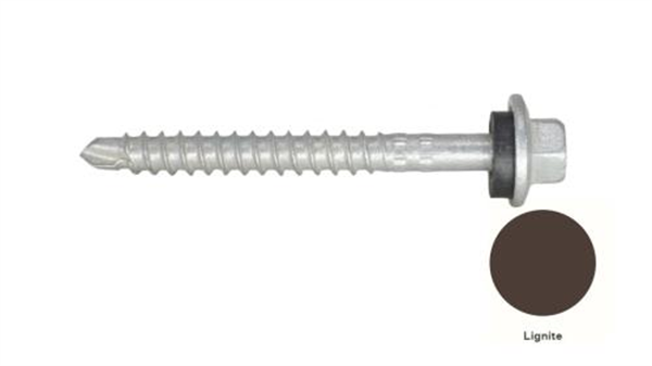 13G-11x55mm Hex Head Self Drilling Universal(Timber/Metal) Screw - Galv + Seal-LIGNITE