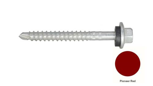 13G-11x55mm Hex Head Self Drilling Universal(Timber/Metal) Screw - Galv + Seal-PIONEER RED