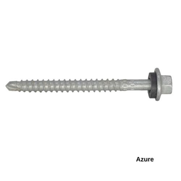 13G-11x65mm Hex Head Self Drilling Universal(Timber/Metal) Screw - Galv + Seal-AZURE