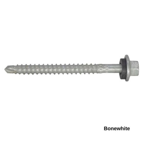 13G-11x65mm Hex Head Self Drilling Universal(Timber/Metal) Screw - Galv + Seal-BONEWHITE