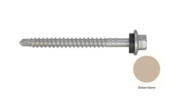 13G-11x65mm Hex Head Self Drilling Universal(Timber/Metal) Screw - Galv + Seal-DESERT SAND