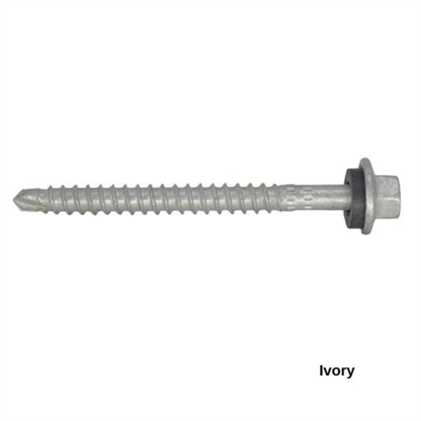 13G-11x65mm Hex Head Self Drilling Universal(Timber/Metal) Screw - Galv + Seal-IVORY