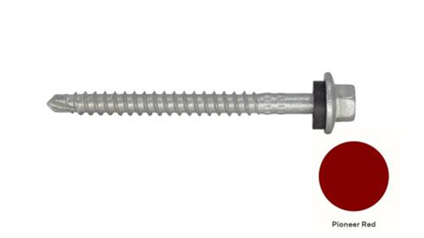 13G-11x65mm Hex Head Self Drilling Universal(Timber/Metal) Screw - Galv + Seal-PIONEER RED