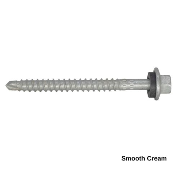 13G-11x65mm Hex Head Self Drilling Universal(Timber/Metal) Screw - Galv + Seal-SMOOTH CREAM