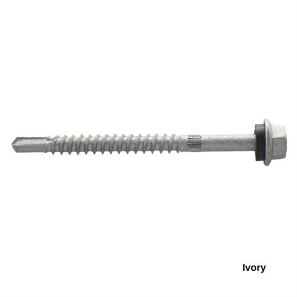 14G-11x75mm Hex Head Self Drilling Universal(Timber/Metal) Screw - Galv + Seal - IVORY