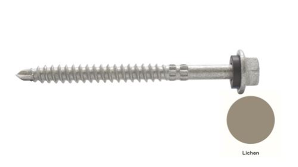 14G-11x75mm Hex Head Self Drilling Universal(Timber/Metal) Screw - Galv + Seal - LICHEN