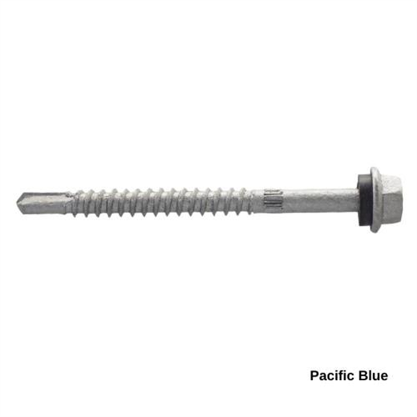 14G-11x75mm Hex Head Self Drilling Universal(Timber/Metal) Screw - Galv + Seal-PACIFIC BLUE