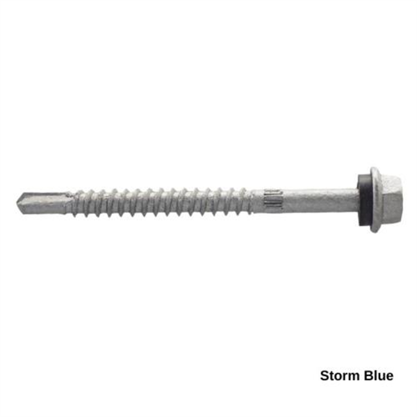 14G-11x75mm Hex Head Self Drilling Universal(Timber/Metal) Screw - Galv + Seal - STORM BLUE