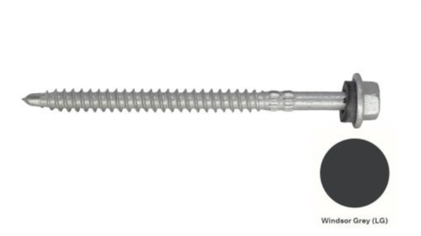 14G-11x75mm Hex Head Self Drilling Universal(Timber/Metal) Screw - Galv + Seal -WINDSOR GREY