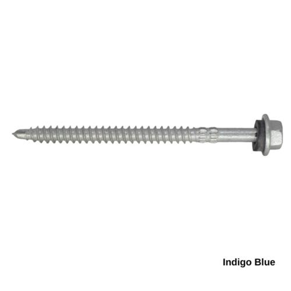 14G-11x90mm Hex Head Self Drilling Universal(Timber/Metal) Screw - Galv + Seal- INDIGO BLUE