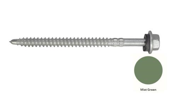 14G-11x90mm Hex Head Self Drilling Universal(Timber/Metal) Screw - Galv + Seal - MIST GREEN