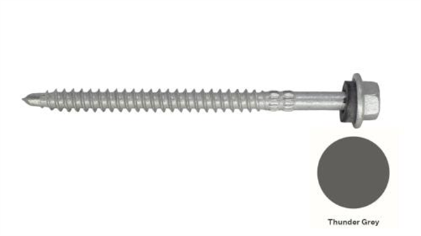 14G-11x90mm Hex Head Self Drilling Universal(Timber/Metal) Screw - Galv + Seal - THUNDER GREY