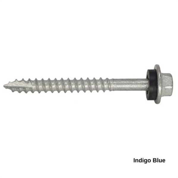 12G-11x55mm Hex Head Self Drilling Timber Screw - Galv + Seal - INDIGO BLUE