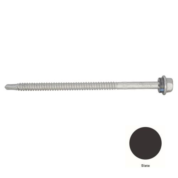 14G-14x115mm Hex Head Self Drilling Metal Screw - Galv + Seal-SLATE