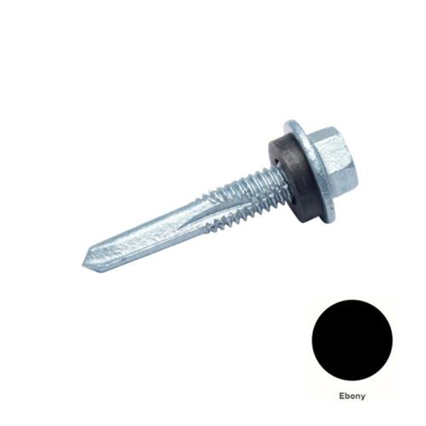 12G-24X65mm HWF Self Drilling Metal Screw(No5 Point)-Galv.+Seal-EBONY