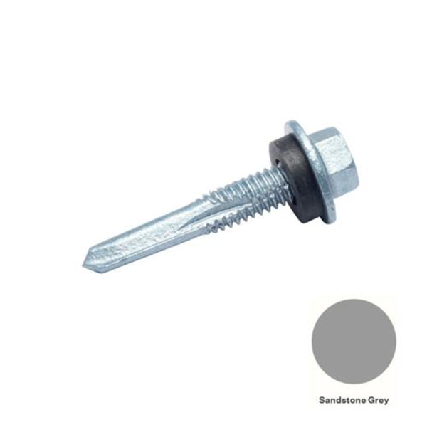 12G-24X65mm HWF Self Drilling Metal Screw(No5 Point)-Galv+Seal-SANDSTONE GREY