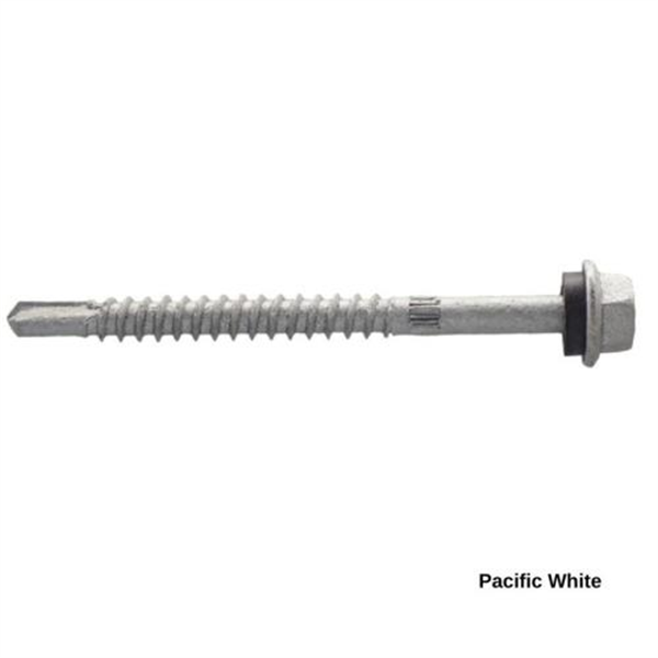 14G-11x75mm Hex Head Self Drilling Universal(Timber/Metal) Screw - Galv + Seal-PACIFIC WHITE